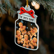 Christmas Ornaments Gingerbread Family Christmas Jar - Personalized Acrylic Ornament