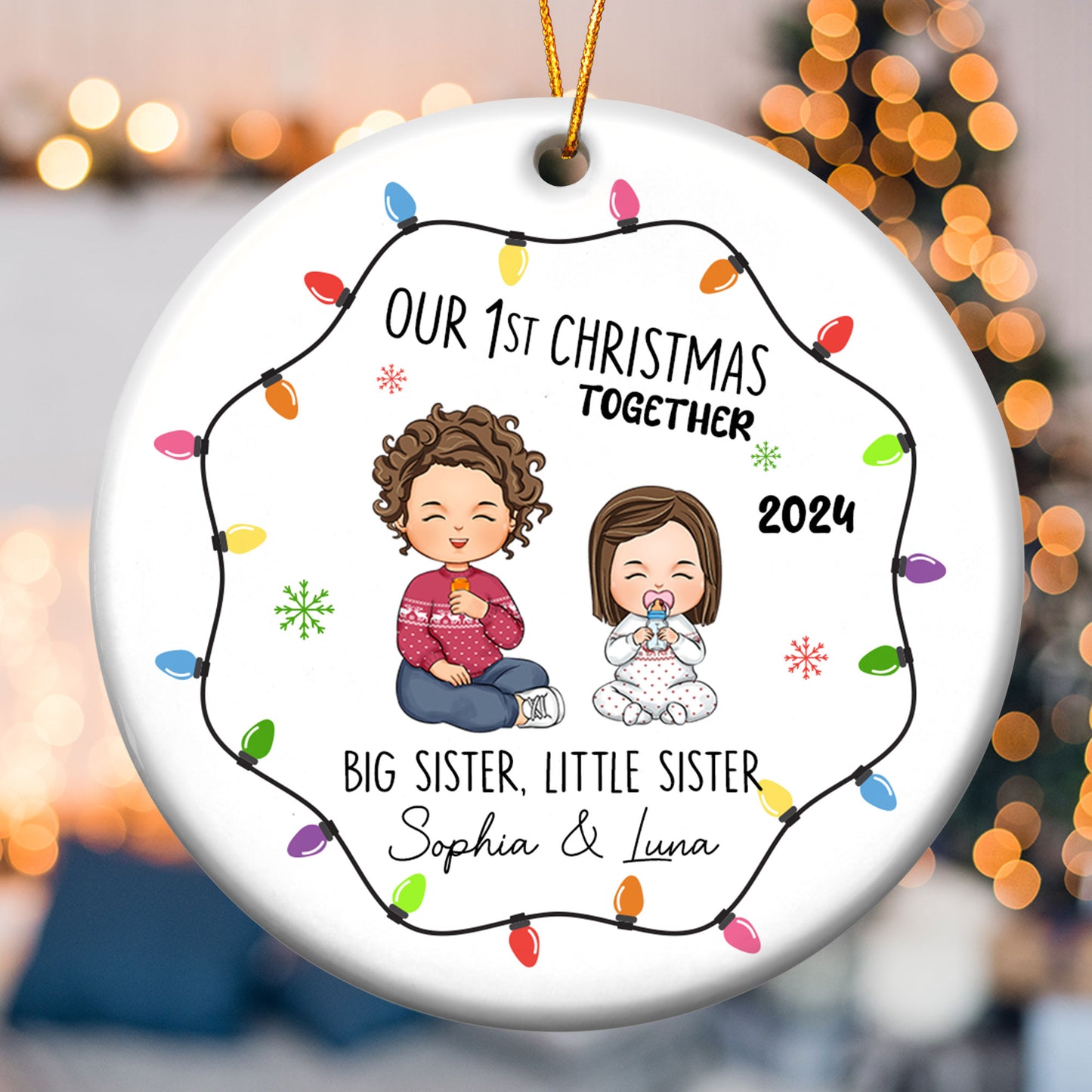 Christmas Sister And Brother - Personalized Ceramic Ornament