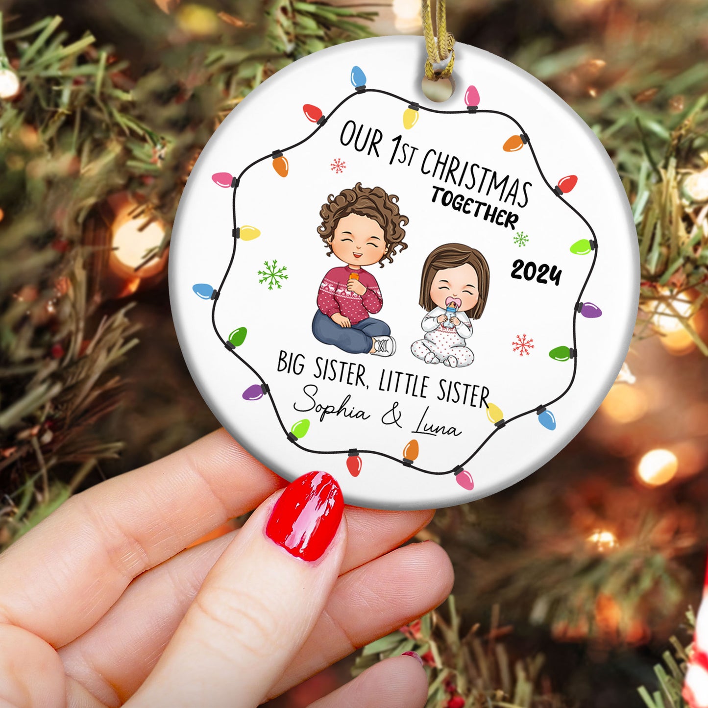 Christmas Sister And Brother - Personalized Ceramic Ornament