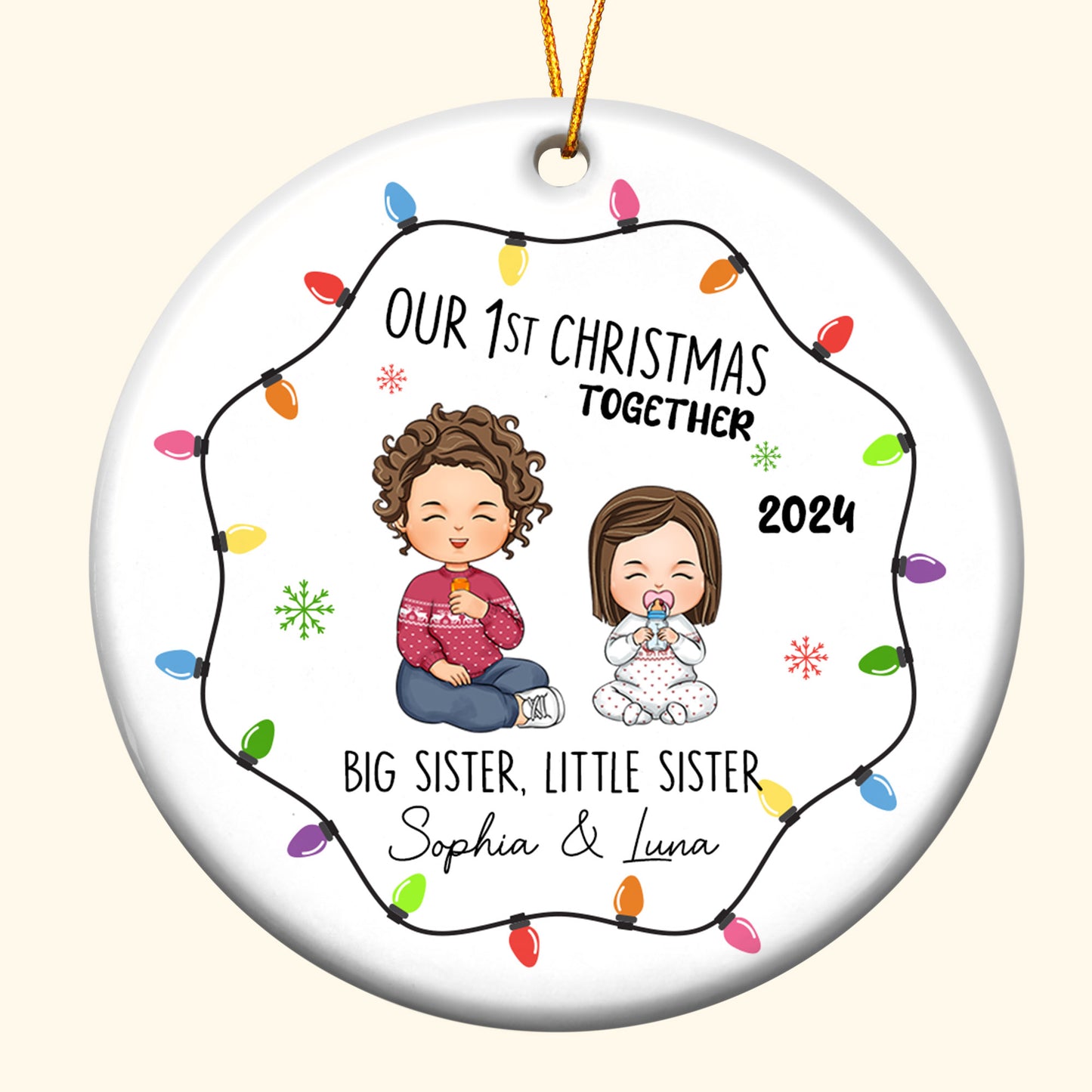 Christmas Sister And Brother - Personalized Ceramic Ornament