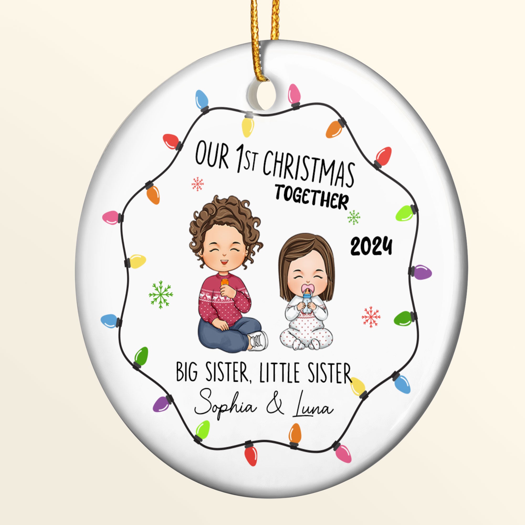 Christmas Sister And Brother - Personalized Ceramic Ornament