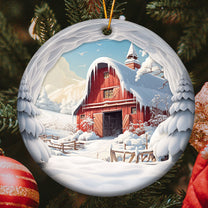 Christmas Snow 3D Look Non-Textured - Personalized Ceramic Ornament