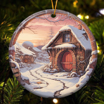 Christmas Snow 3D Look Non-Textured - Personalized Ceramic Ornament