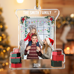 Christmas Snow Window Family Upload Photo 2026 - Personalized Acrylic Photo Ornament