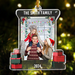 Christmas Snow Window Family Upload Photo 2026 - Personalized Acrylic Photo Ornament