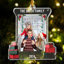 Christmas Snow Window Family Upload Photo 2024 - Personalized Acrylic Photo Ornament