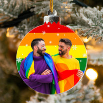 Christmas Snowball Rainbow For Couple Family - Personalized Acrylic Photo Ornament