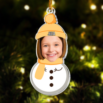 Christmas Snowman With Kids - Personalized Acrylic Photo Ornament