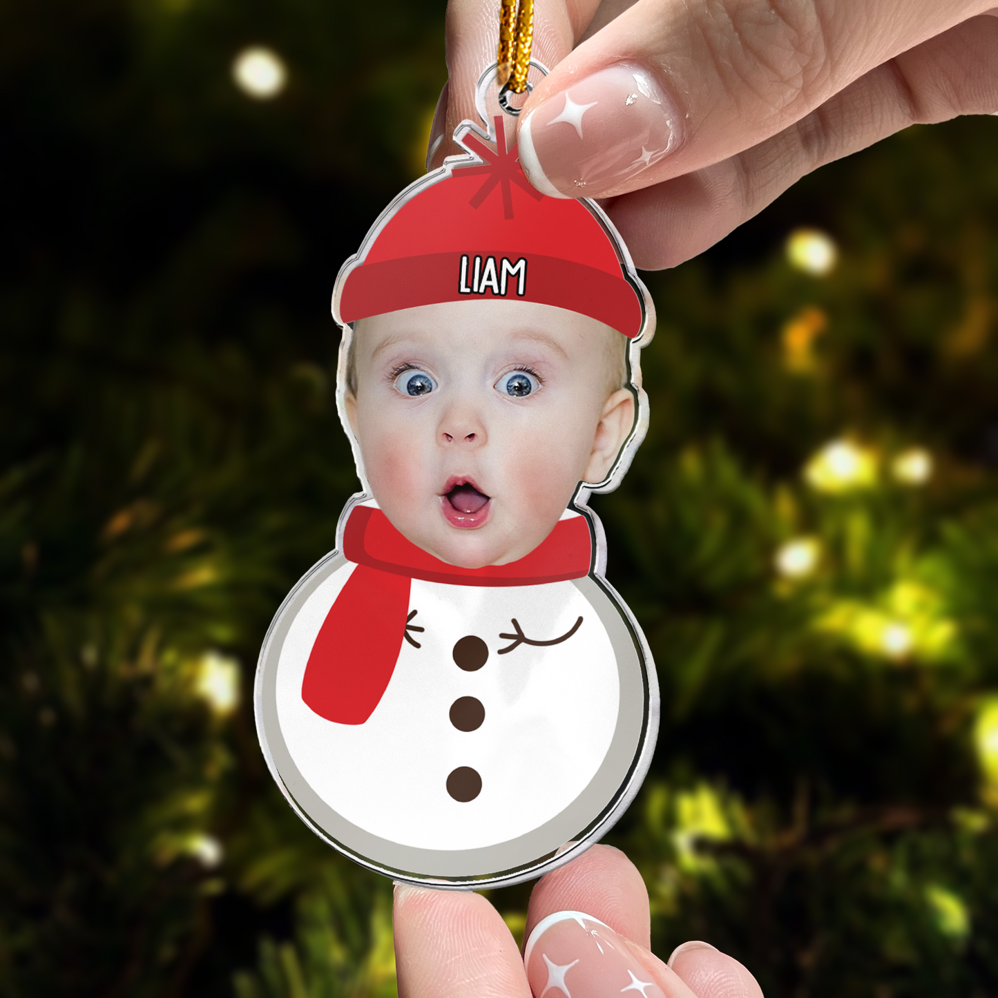 Christmas Snowman With Kids - Personalized Acrylic Photo Ornament