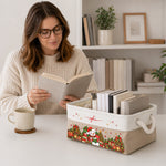 Christmas Snowman, Gingerbread, Reindeer Reading Book Gift For Book Lover - Personalized Storage Basket