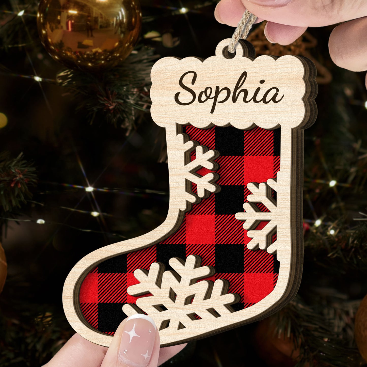 Christmas Sock Family - Personalized Wooden Ornament