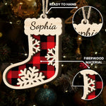 Christmas Sock Family - Personalized Wooden Ornament