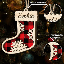 Christmas Sock Family - Personalized Wooden Ornament