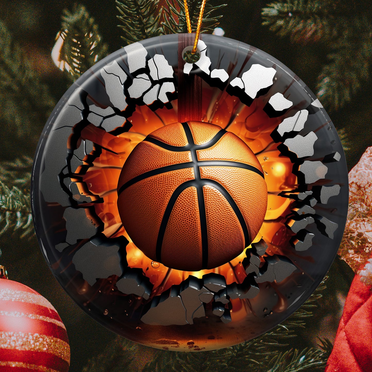 Christmas Sport Ball - Personalized Ceramic Ornament