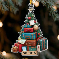Christmas Suitcase Tree Travel Lovers - Personalized Acrylic Ornament