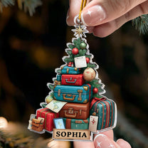 Christmas Suitcase Tree Travel Lovers - Personalized Acrylic Ornament