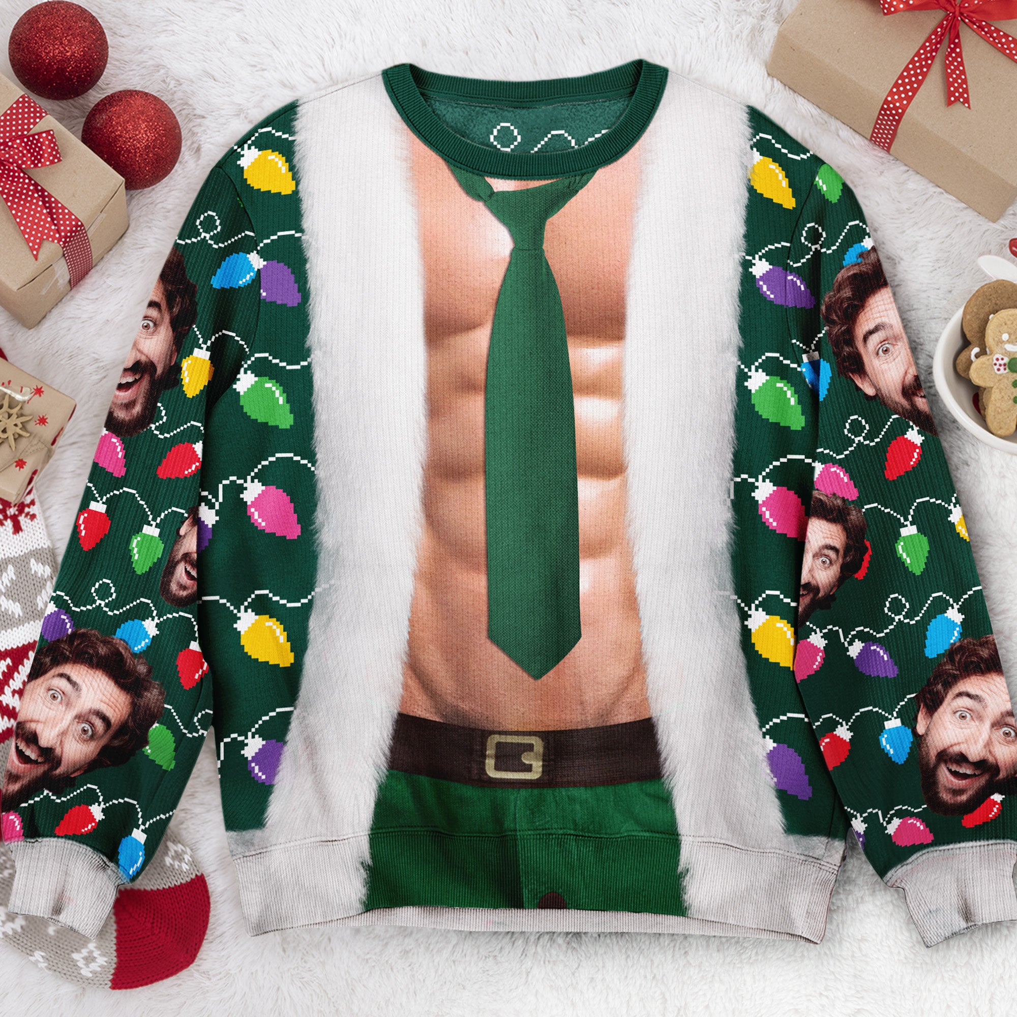 Christmas Sweater Abs-olutely Hilarious - Personalized Photo Ugly Sweater