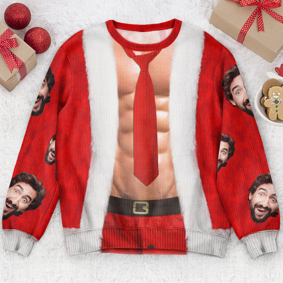 Christmas Sweater Abs-olutely Hilarious - Personalized Photo Ugly Sweater