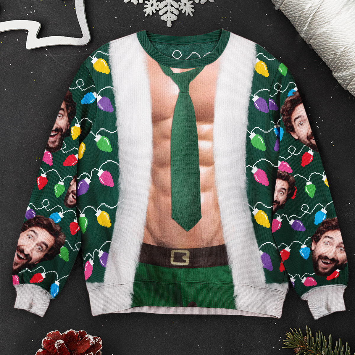 Christmas Sweater Abs-olutely Hilarious - Personalized Photo Ugly Sweater