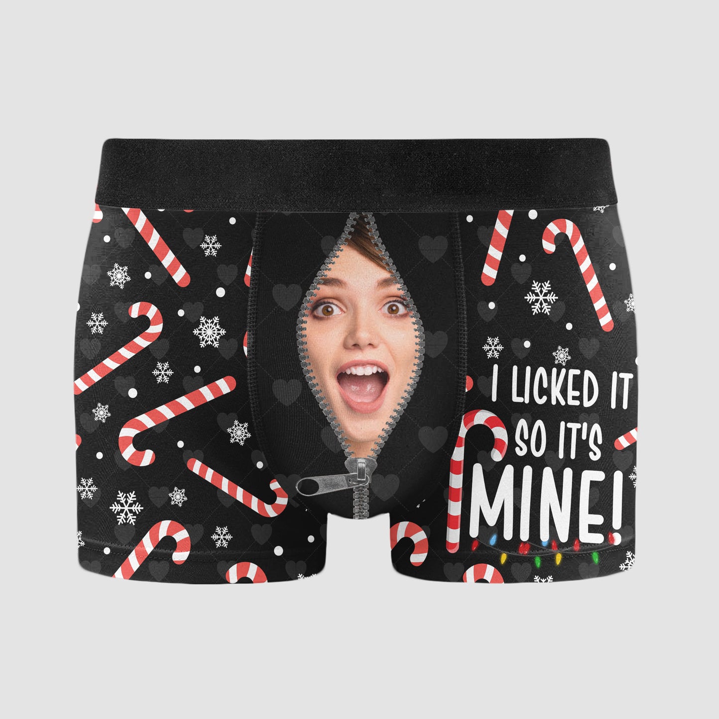 I Licked It So It's Mine Christmas Funny - Personalized Photo Men's Boxer Briefs