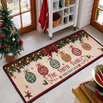 Christmas Together - Custom Family Name, Baubles Xmas Theme - Personalized Runner Rug