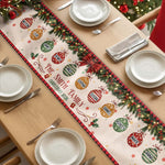 Christmas Together - Custom Family Name, Baubles Xmas Theme - Personalized Table Runner