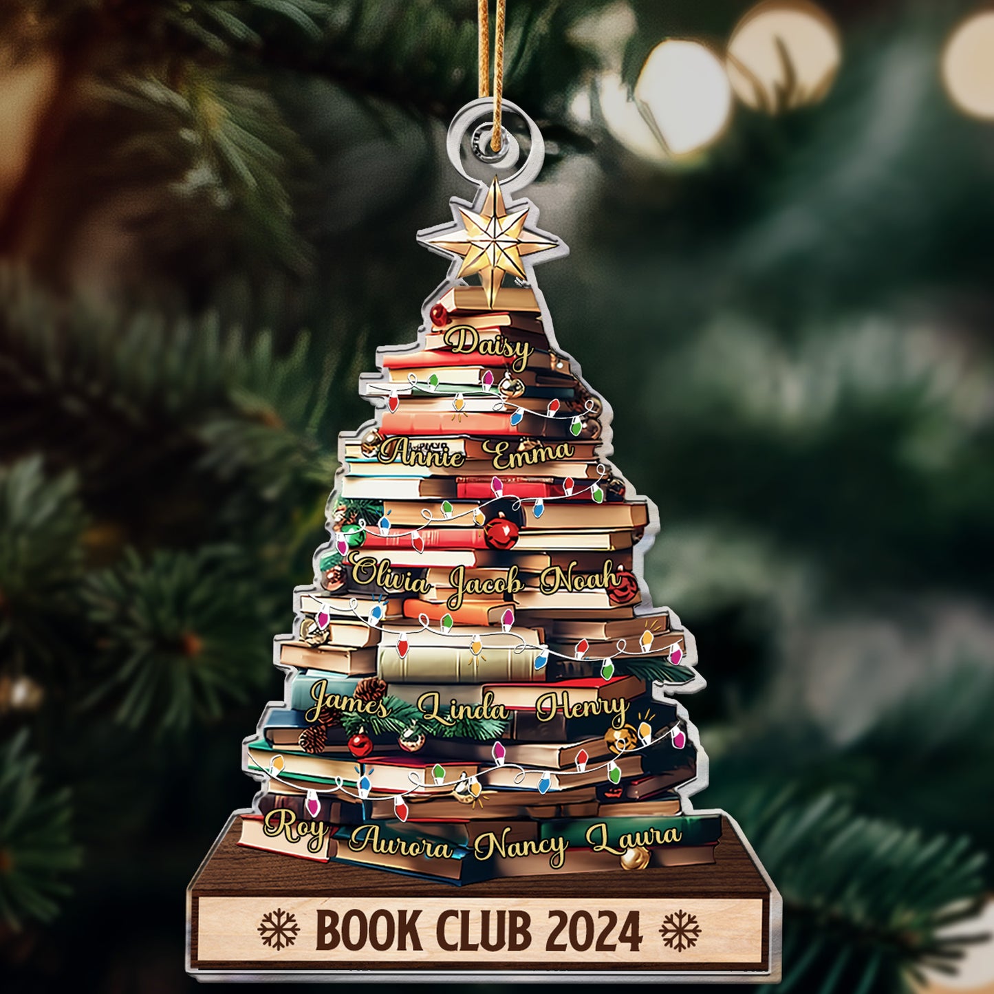 Christmas Tree Book Club Custom Names - Personalized Acrylic Ornament