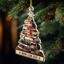 Christmas Tree Book Club Custom Names - Personalized Acrylic Ornament