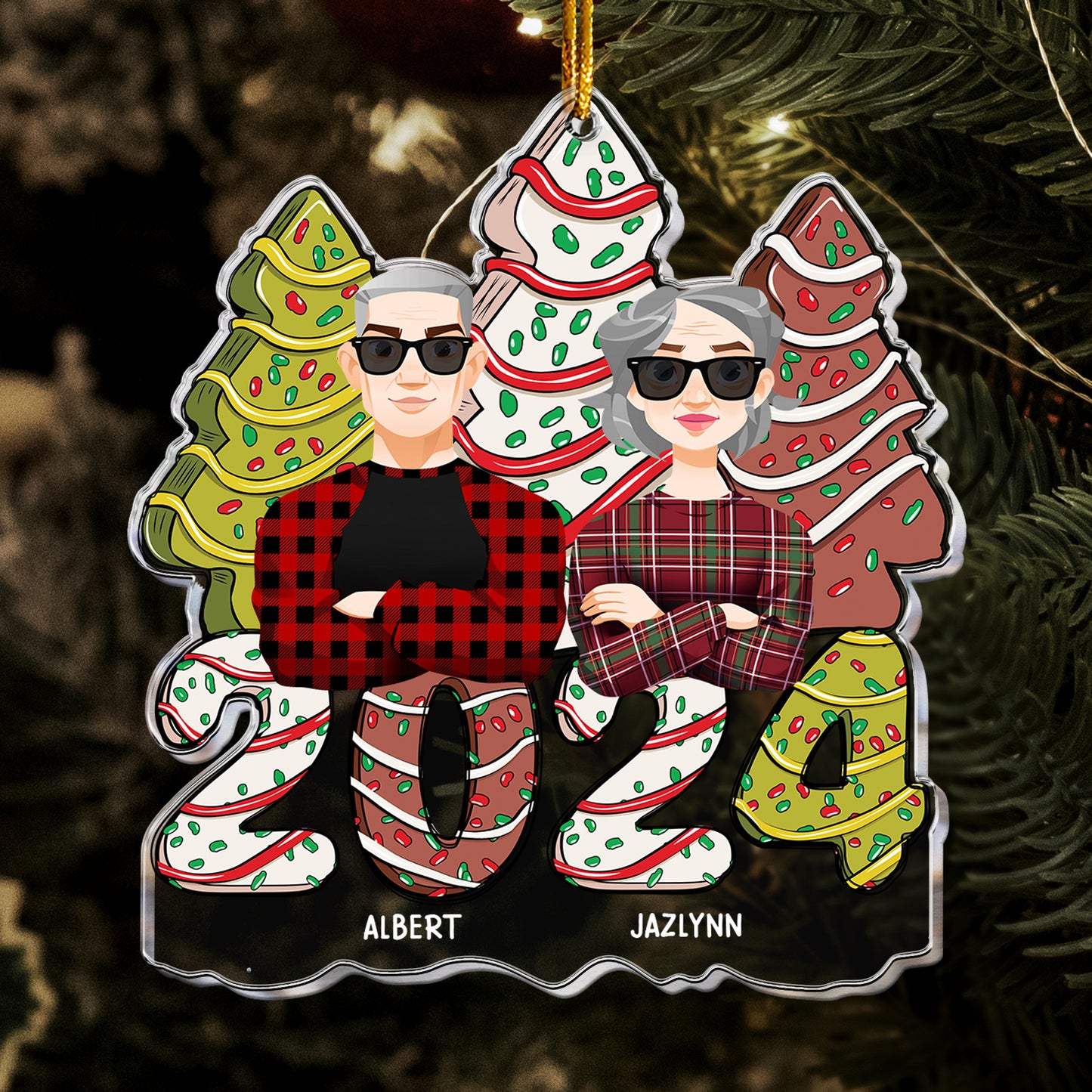 Christmas Tree Cake Family Together - Personalized Acrylic Ornament