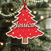 Christmas Tree Custom Family Name - Personalized 2 Layers Wooden Ornament With Bow