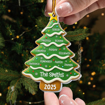 Christmas Tree Gingerbread With Family Name - Personalized Acrylic Ornament