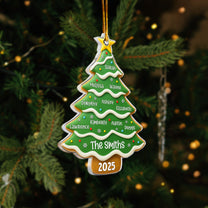 Christmas Tree Gingerbread With Family Name - Personalized Acrylic Ornament