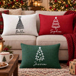 Christmas Tree Line Art Family Decoration - Personalized Pillow Cover