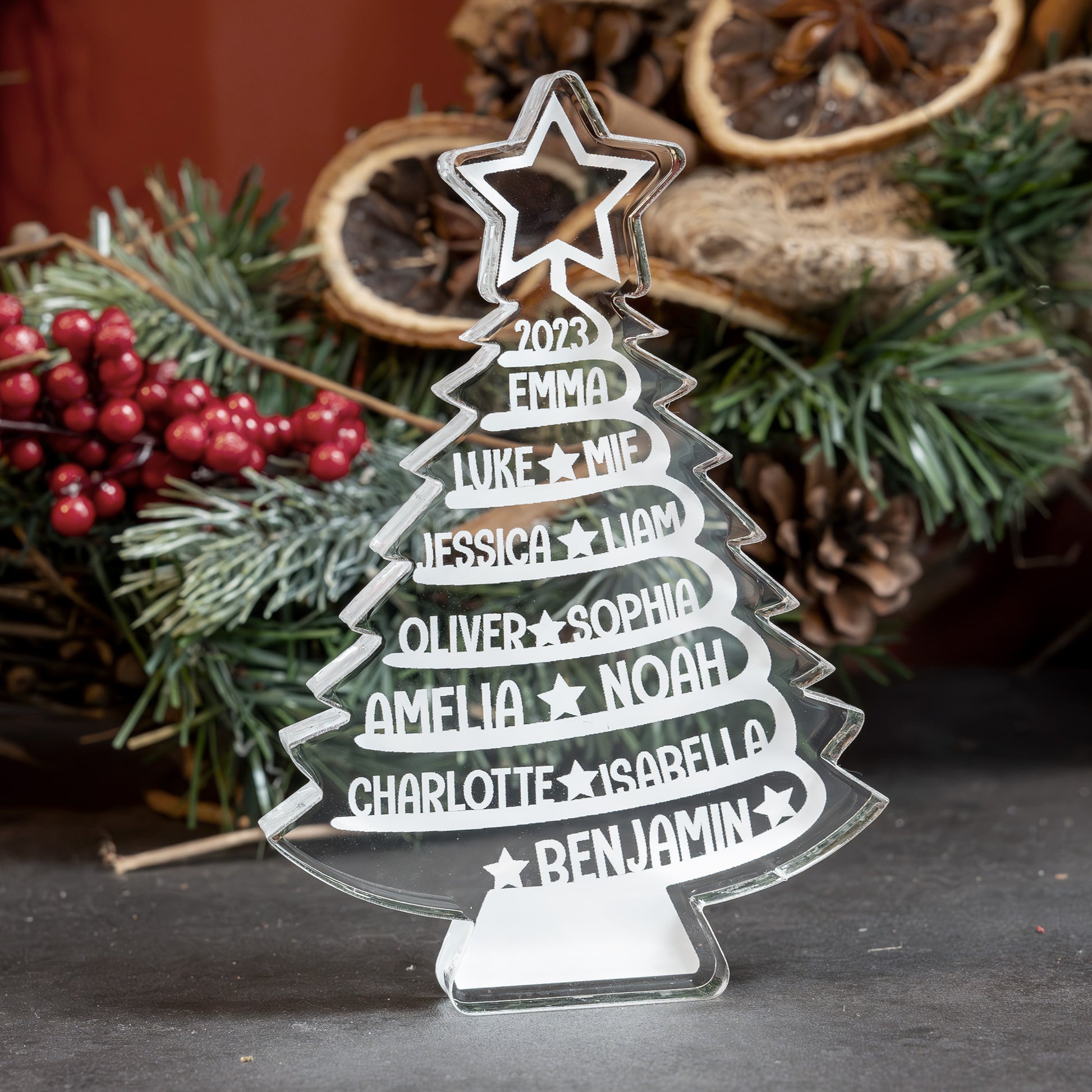 Christmas Tree Name - Family, Group, Coworkers Personalized Acrylic Plaque