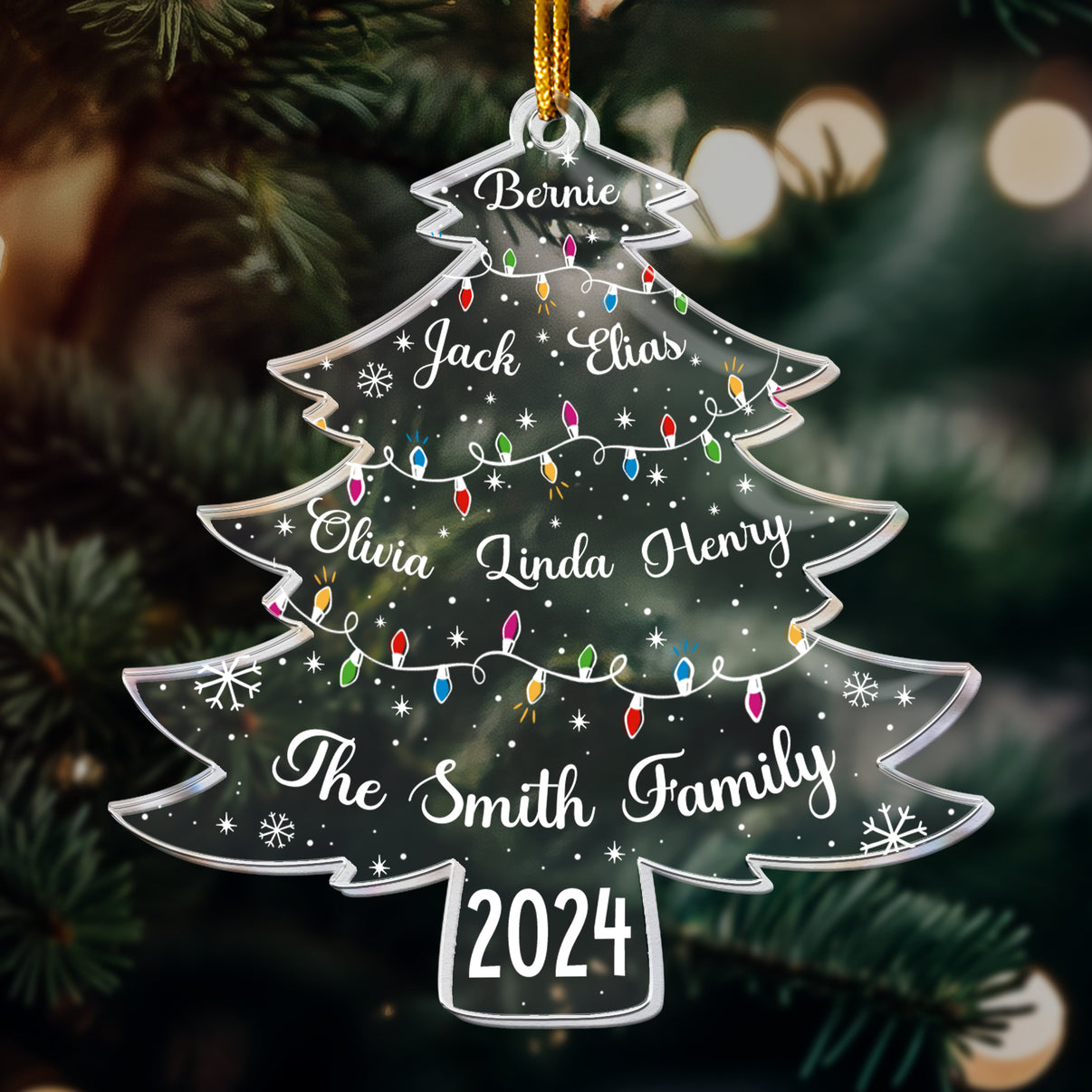 Christmas Tree With Family Names And Led Lights Personalized Acrylic