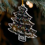 Christmas Tree With Family Names And Led Lights - Personalized Acrylic Ornament