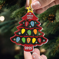 Christmas Tree With Led Lights Custom Family Name - Personalized Acrylic Ornament