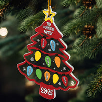 Christmas Tree With Led Lights Custom Family Name - Personalized Acrylic Ornament