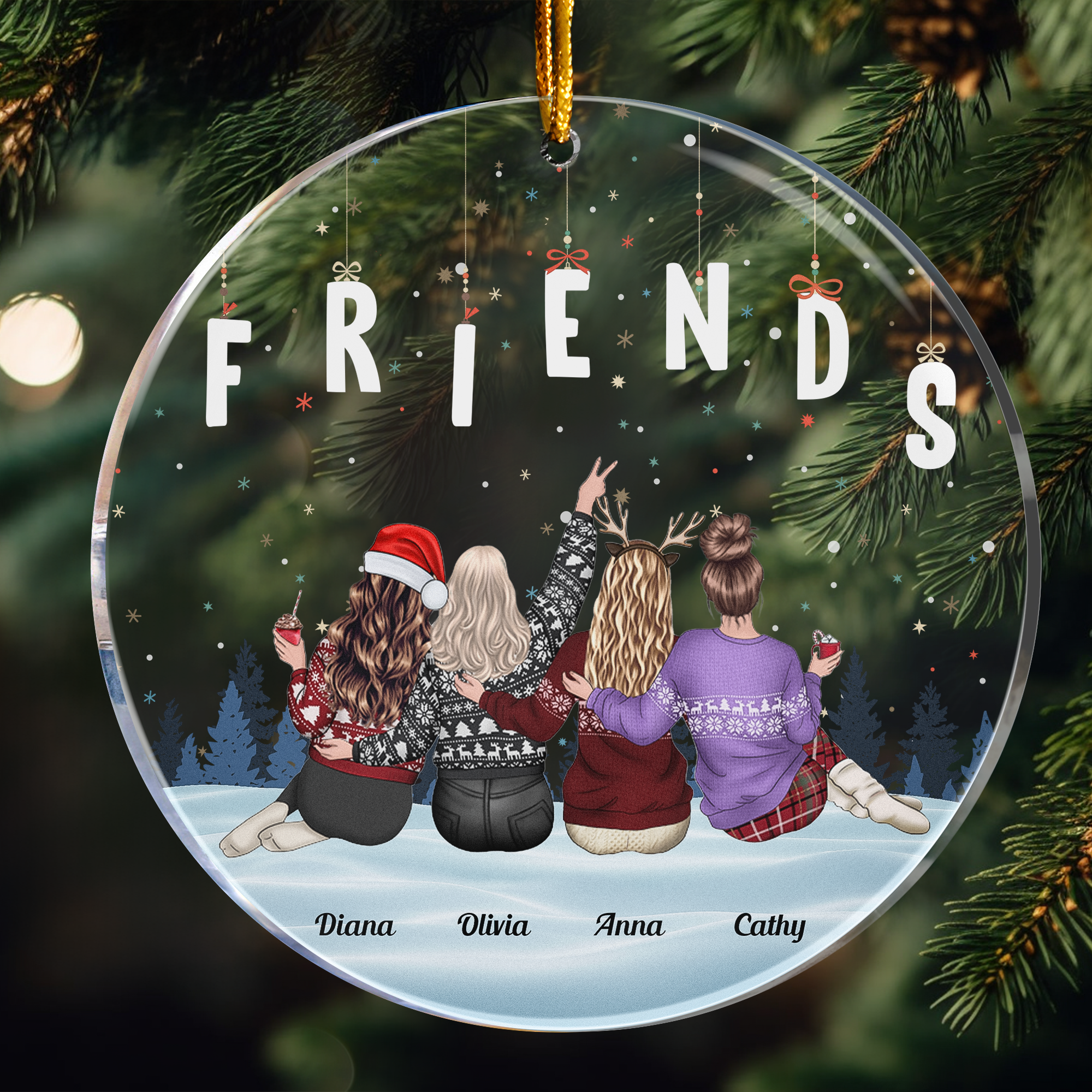 Christmas With Friends Forever - Personalized Acrylic Ornament