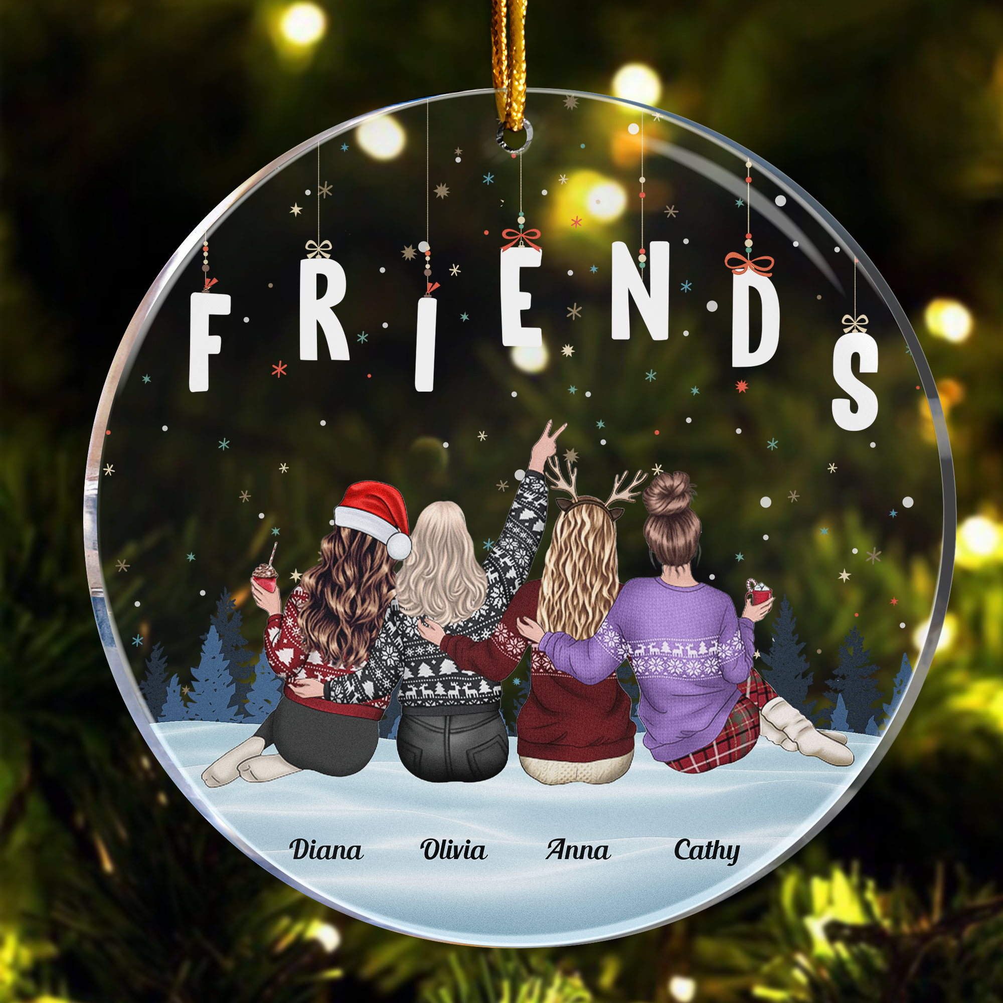 Christmas With Friends Forever - Personalized Acrylic Ornament