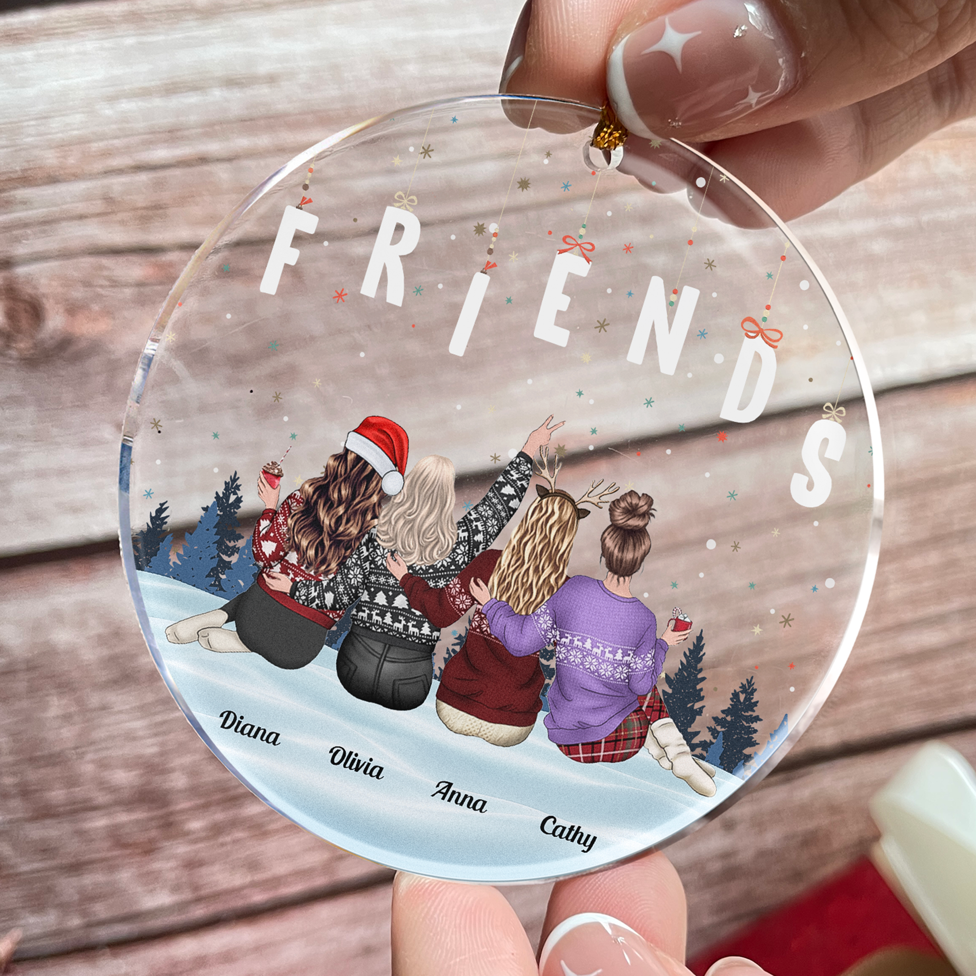 Christmas With Friends Forever - Personalized Acrylic Ornament