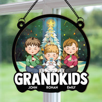 Christmas With Grandkids - Personalized Window Hanging Suncatcher Ornament