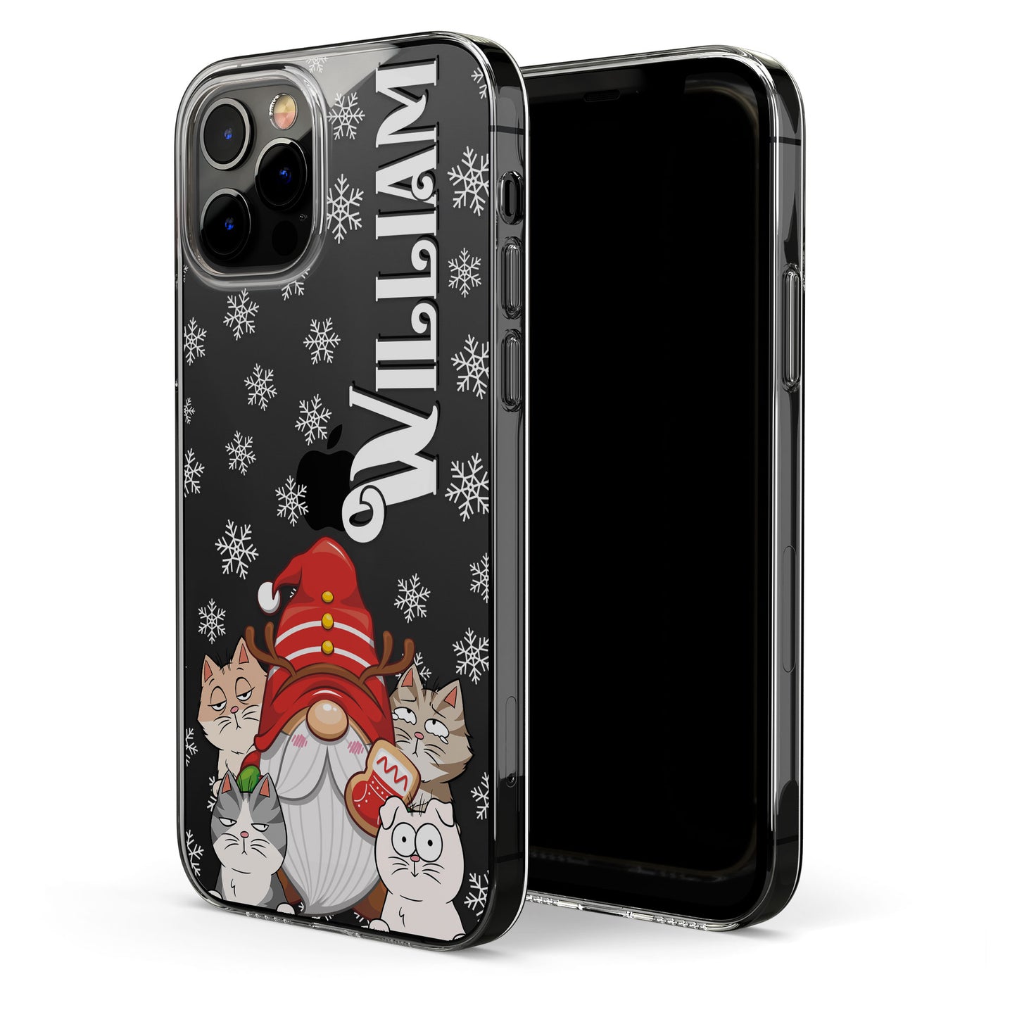 Christmas With My Cats - Personalized Clear Phone Case
