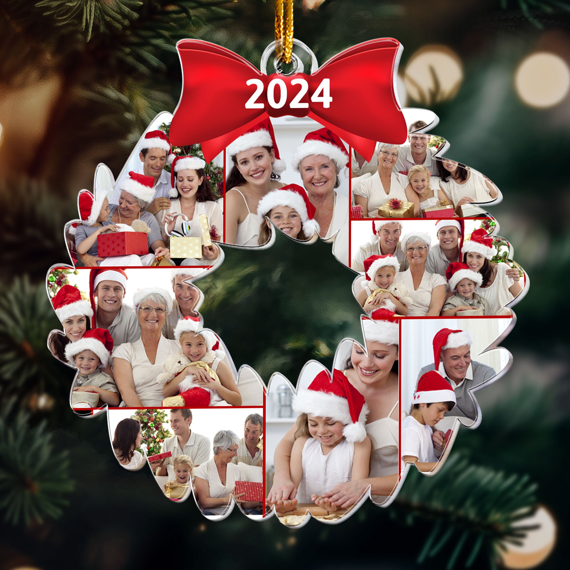 Christmas Wreath - Personalized Acrylic Photo Ornament