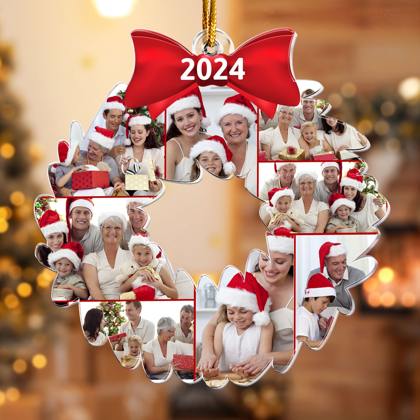 Christmas Wreath - Personalized Acrylic Photo Ornament