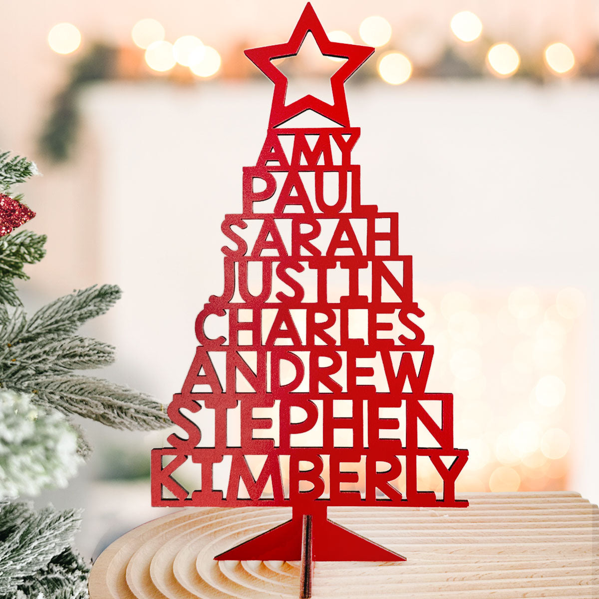 Christmas Decor Our Family - Personalized Wood Christmas Tree