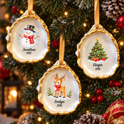 Christmas Family Oyster Shaped Ornament Gifts For Family Members - Personalized Ornament