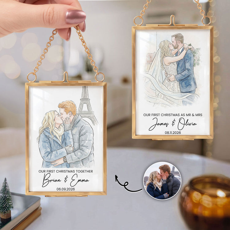 Christmas-Frame-Ornament-Our-First-Christmas-Couple-Photo-Watercolor-Personalized-Ornament-1