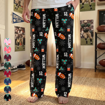 Christmas Gift Custom Name & Number For American Football Lovers - Personalized Lounge Pants
