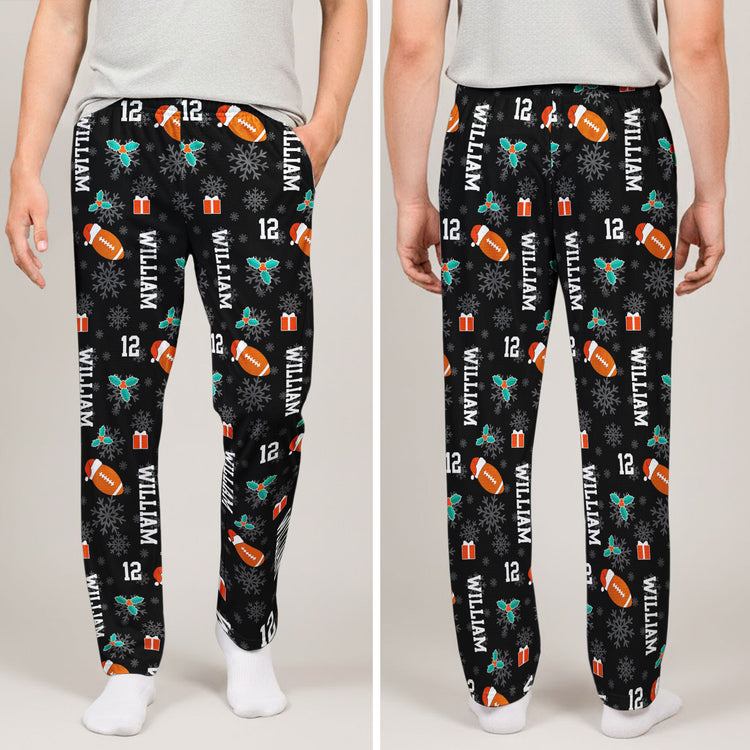 Christmas-Gift-Custom-Name-&-Number-For-American-Football-Lovers-Personalized-Lounge-Pants 2